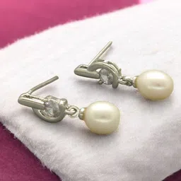 Sri Jagdamba Gold-Plated Pearls Studded Contemporary Shaped Drop Earrings-36