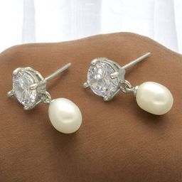 Sri Jagdamba Gold-Plated Pearls Studded Circular Shaped Drop Earrings-15