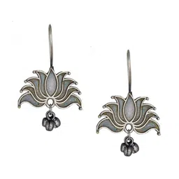 EL REGALO Oxidised Floral Drop Earrings-image-90