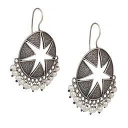 EL REGALO Oxidised Contemporary Drop Earrings-14