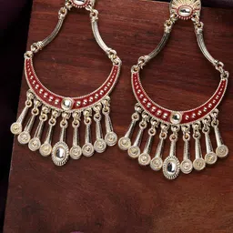 ZENEME Gold-Plated Kundan Studded Contemporary Chandbalis-52