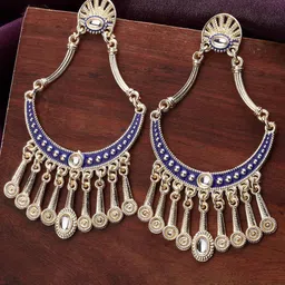 ZENEME Gold-Plated Kundan Studded Contemporary Chandbalis-21