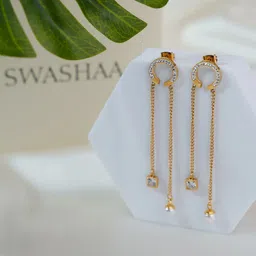 SWASHAA 18K Gold-Plated Stainless Steel Contemporary Drop Earrings-33