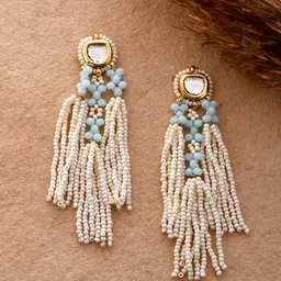 DASTOOR Gold Plated Kundan Drop Earrings-39