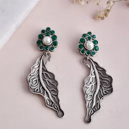 DASTOOR Silver Leaf Shaped Drop Earrings-22