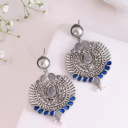 DASTOOR Silver-Plated Contemporary Drop Earrings-20