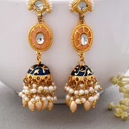 DASTOOR Gold Plated Contemporary Jhumkas-7