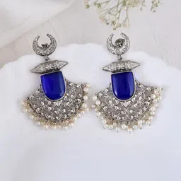 DASTOOR Silver-Plated Contemporary Drop Earrings-13