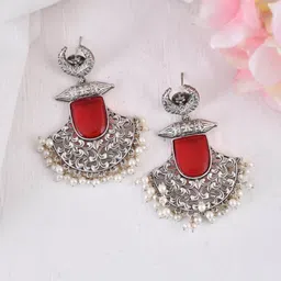 DASTOOR Silver-Plated Contemporary Drop Earrings-12
