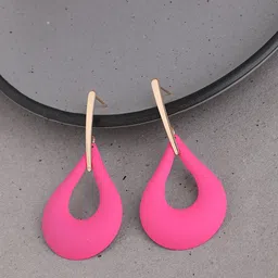 SOHI Gold Plated Red Teardrop Shaped Drop Earrings-image-80