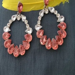Mahi Rhodium-Plated Crystal Studded Contemporary Drop Earrings-30