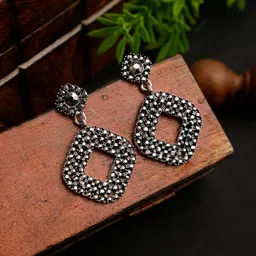 DressBerry Silver-Plated Contemporary Drop Earrings-10