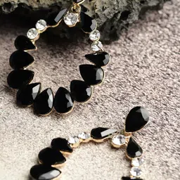 DressBerry Black Gold-Plated Contemporary Drop Earrings-image-80