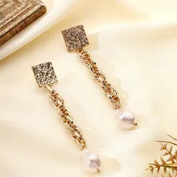 Priyaasi Gold-Plated Beaded Contemporary Drop Earrings-15