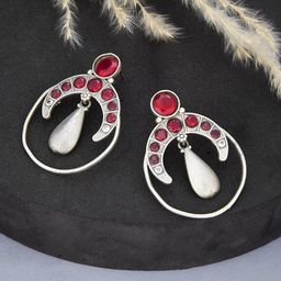 Fabindia Stone-Studded Drop Earrings-image-5