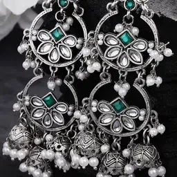KARATCART Silver-Plated Contemporary Drop Earrings-52