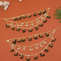 I Jewels Gold Plated Contemporary Pearl Hair Chain/Earchain Accessories-picture-35