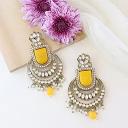 I Jewels Gold-Plated Kundan Contemporary Chandbalis-50