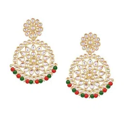 I Jewels Gold-Plated Kundan Circular Chandbalis-7