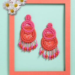 VOGUE PANASH Women Pink Contemporary Drop Earrings-image-66