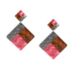 Blisscovered Pink & Grey Contemporary Drop Earrings-2