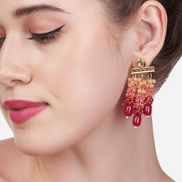 Zaveri Pearls Pink Contemporary Drop Earrings-52