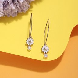 AMI Gold-Plated Flower Shaped Drop Earrings-27