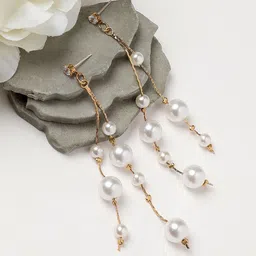 DressBerry Gold-Plated Pearls Contemporary Drop Earrings-24