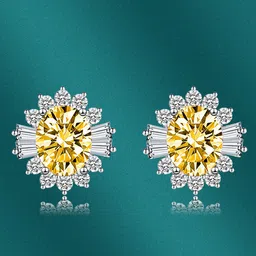 Designs & You Silver-Plated CZ-Studded Contemporary Stud Earrings-10