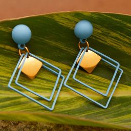 SOHI Blue Contemporary Drop Earrings-image-18