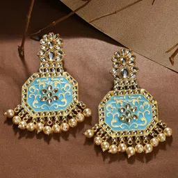 SOHI Gold Plated Contemporary Drop Earrings-30