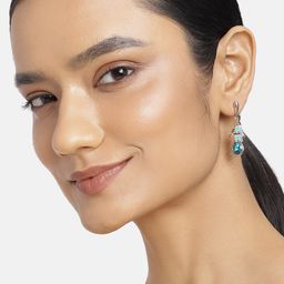 Estele Women Rose Gold & Blue Contemporary Drop Earrings-41