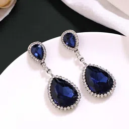 Yellow Chimes Blue Contemporary Drop Earrings-38