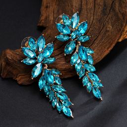 Yellow Chimes Women Turquoise Blue Contemporary Drop Earrings-38