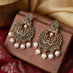 TEEJH Gold-Plated Contemporary Chandbalis Earrings-49