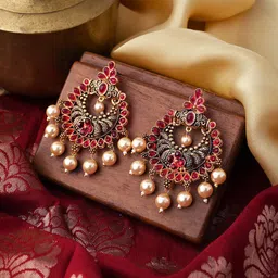 TEEJH Gold-Plated Contemporary Chandbalis Earrings-22