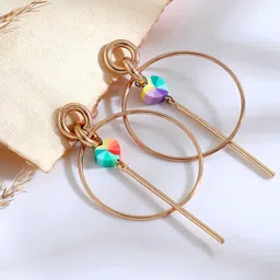 SOHI Gold-Toned Contemporary Gold-Plated Drop Earrings-image-76