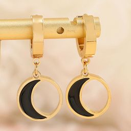 MYKI Gold-Plated Stainless Steel Contemporary Cubic Zirconia Hoop Earrings-16