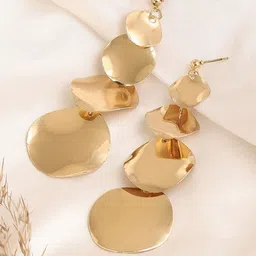 SOHI Gold-Plated Contemporary Drop Earrings-13