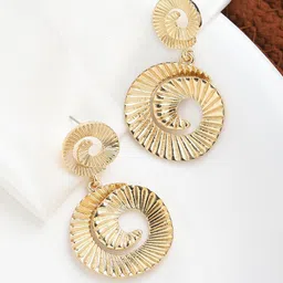 SOHI Gold Plated Contemporary Drop Earrings-56