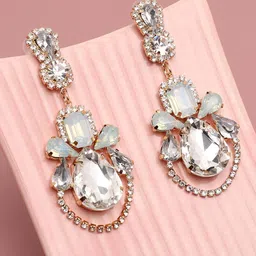 SOHI White Gold Plating Contemporary Drop Earrings-19