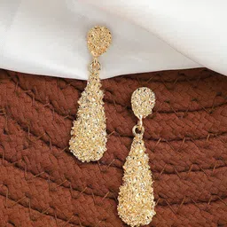 SOHI Gold-Plated Contemporary Drop Earrings-image-96