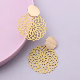 SOHI Yellow & Gold-Plated Contemporary Drop Earrings-picture-30