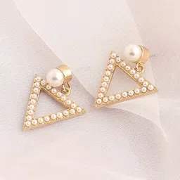 SOHI Gold-Plated Contemporary Drop Earrings-17
