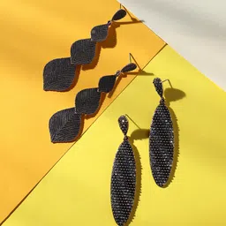 SOHI Set Of 2 Gold-Plated Contemporary Drop Earrings-37