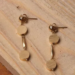XPNSV Gold-Plated Contemporary Drop Earrings-image-12
