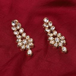 Voylla Women Gold-Toned & Silver-Toned Contemporary Drop Earrings-image-90