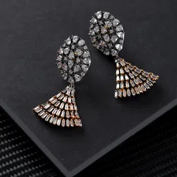 Jazz and Sizzle Gold Plated & Silver Contemporary Drop Earrings-5