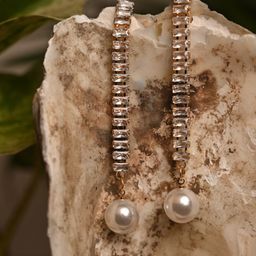 Maansh Gold-Plated Stone Studded & Beads Contemporary Drop Earrings-25