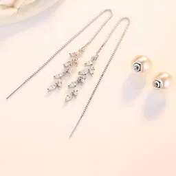 MYKI Silver-Toned Stainless Steel Contemporary Studs-12